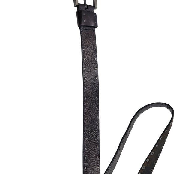 Vtg Kenneth Cole Mens Chocolate Pebble Leather Silver Studded Belt Sz 38 Pirate - Picture 13 of 15